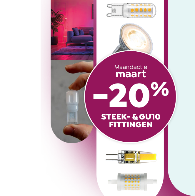 20% korting op alle steek- & GU10 fittingen