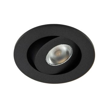 Led inbouwspot dimbaar 3 watt 340 lumen 2700 kelvin extra warm licht | Mat zwart