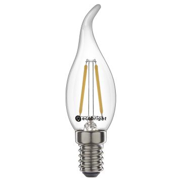 Led lamp E14 dimbaar 2.5 watt 250 lumen 2700 kelvin extra warm wit | Filament kaars met tip 10 stuks