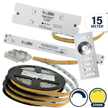 Led strip 15 meter warm wit, COB | Complete set