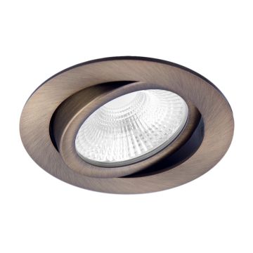 Led inbouwspot dimbaar 5 watt 670 lumen 3000 kelvin warm licht | Brons