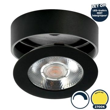 Led meubelspot/keukenspot opbouw extra warm wit, Ø62x18mm, zwart