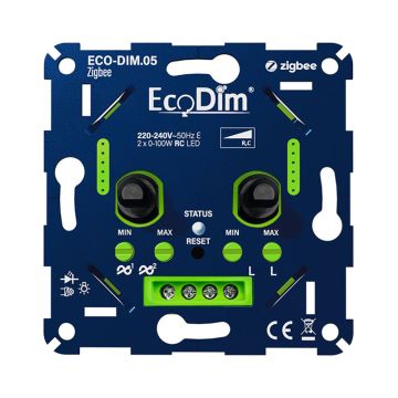 ECO-DIM.05 Led duo dimmer inbouw 2 x 0 - 100 watt Zigbee