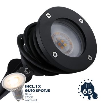 Prikspot buiten, zwart incl. 5 watt GU10 led spot (IP65)
