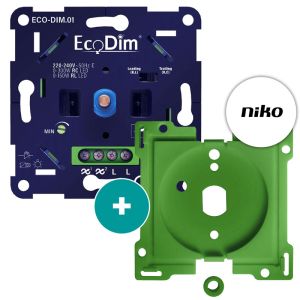 Led dimmer voor Niko draaiknop 0-300W | ECO-DIM.01 + Niko adapterset