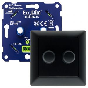 JUNG duo dimmer zwart | ECO-DIM.05 + JUNG afdekplaat zwart