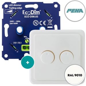 PEHA duo dimmer wit | ECO-DIM.05 + PEHA afdekplaat wit