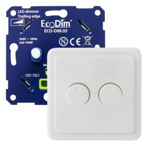Led dimmer inbouw 2 x 0 - 100 watt ECO-DIM.05 Duo - Peha