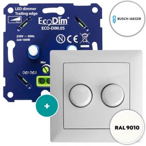 Busch-Jaeger duo dimmer wit | ECO-DIM.05 + Busch-Jaeger Balance SI afdekplaat wit