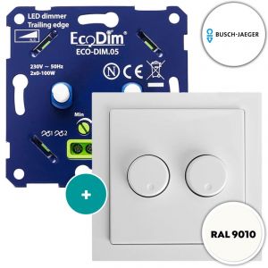 Busch-Jaeger duo dimmer wit | ECO-DIM.05 + Busch-Jaeger Future Linear afdekplaat wit