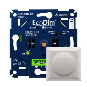 Led dimmer inbouw 0 - 250 watt ECO-DIM.07 Matter inclusief dimmerknop wit