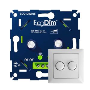 ECO-DIM.05 Led duo dimmer inbouw 2 x 0 - 100 watt Busch-Jaeger Balance SI wit