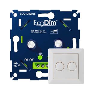 ECO-DIM.05 Led duo dimmer inbouw 2 x 0 - 100 watt Jung wit