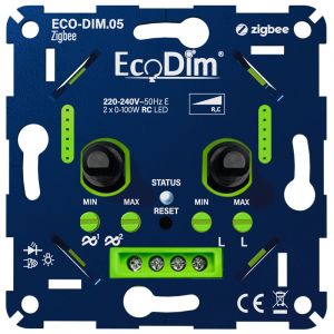 Led dimmer inbouw 2 x 0 - 100 watt ECO-DIM.05 - Duo Zigbee