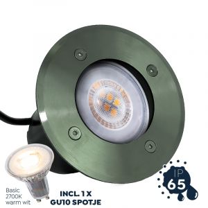 Grondspot buiten, RVS incl. GU10 led spot (IP65)