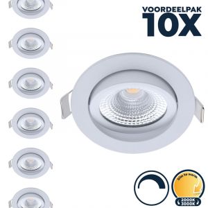 Voordeelpak 10x Dimbare led inbouwspot wit, dim to warm, kleine inbouwdiepte, IP54