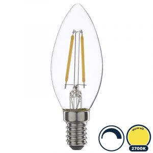 Led filament E14 kaarslamp warm wit 2,5W dimbaar (B35)