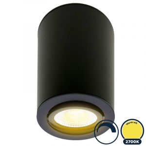 Led opbouwspot 2700K/warm wit, rond, Ø90x134mm, zwart