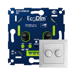 ECO-DIM.05 Led duo dimmer inbouw 2 x 0 - 100 watt WiFi Busch-Jaeger Balance SI wit