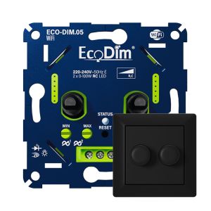 ECO-DIM.05 Led duo dimmer inbouw 2 x 0 - 100 watt WiFi Merten zwart