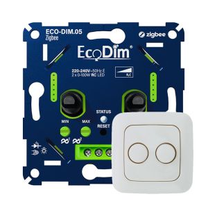 ECO-DIM.05 Led duo dimmer inbouw 2 x 0 - 100 watt Zigbee Busch-Jaeger Reflex SI wit