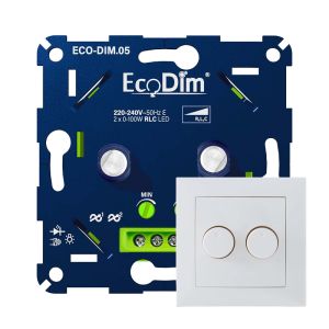 Led dimmer inbouw 2 x 0 - 100 watt ECO-DIM.05 Duo - Berker S1