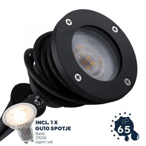 Prikspot buiten, zwart incl. GU10 led spot (IP65)