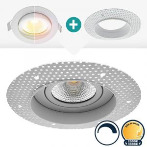 Trimless inbouwspot wit, dimbaar, dim to warm, kleine inbouwdiepte, IP54