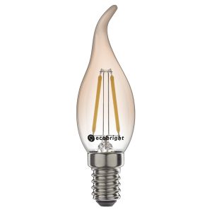 Led lamp E14 wel dimbaar 2.5 watt 2200 kelvin filament kaars met tip 10 stuks