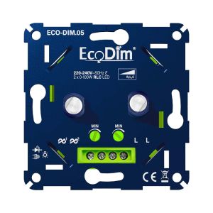 ECO-DIM.05 Led duo dimmer inbouw 2 x 0 - 100 watt
