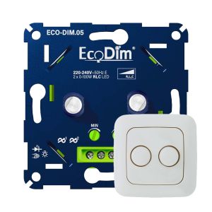 ECO-DIM.05 Led duo dimmer inbouw 2 x 0 - 100 watt Busch-Jaeger Reflex SI wit