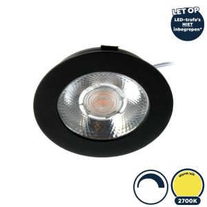 Led meubelspot dimbaar, ondiepe inbouw, IP54, extra warm wit, zwart